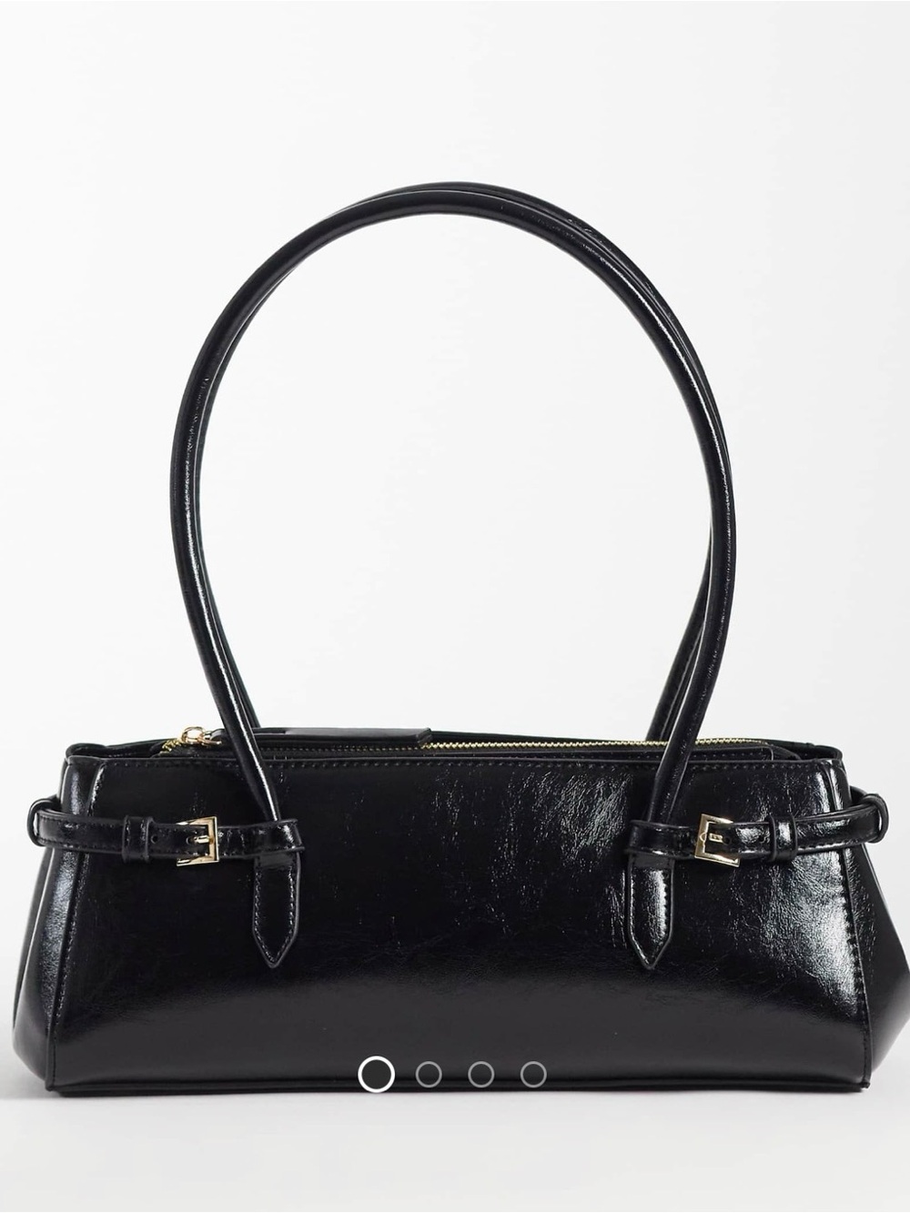 ASOS Black Patent Shoulder Bag with Gold Hardware